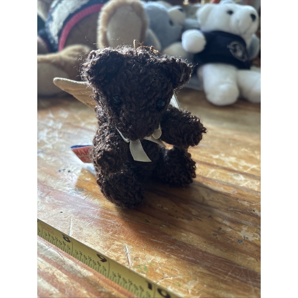 1994 Mary Meyer Angel Bear Brown Colored Button Joints Mini Plush Ornament